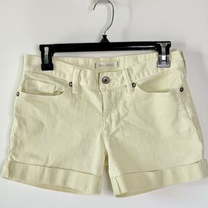 BULLHEAD Jean Shorts Womens Jr Sz 3 Denim Stretch Cuffed  Pale Yellow Waist 30"